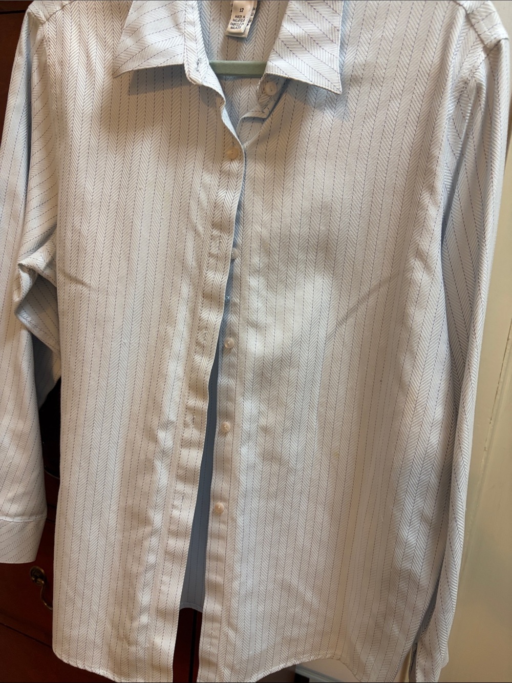 Talbots Light Blue Herringbone Stripe Dress Shirt